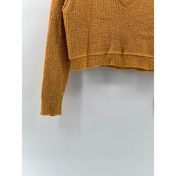 FREE PEOPLE Women's Gold Yellow Knit V-Neck Long Sleeve Slouchy Sweater SZ S - Picture 5 of 11
